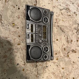 Silver Portable Boombox Belt Buckle
